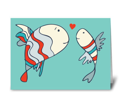 Two Little Love Fish greeting card