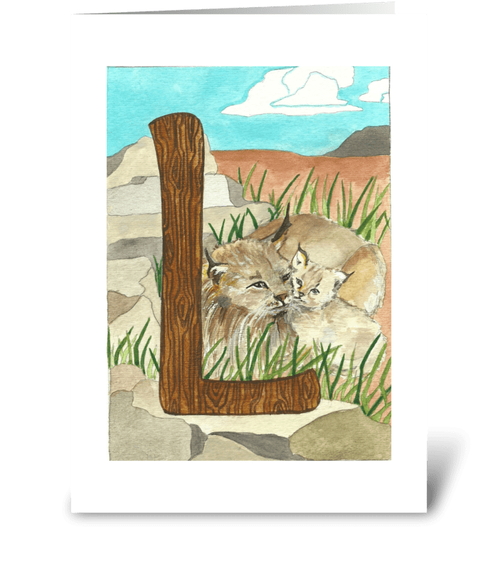 L for Lynx greeting card