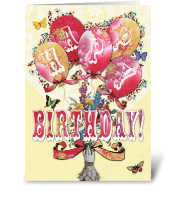 Candy Card BALLOONS Happy Birthday greeting card