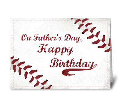 Father's Day Birthday Grunge Baseball greeting card