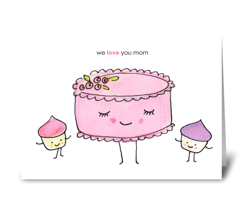A Cake and Her Cupcakes greeting card