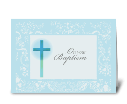 2789 Blue Christening Card, Lace greeting card