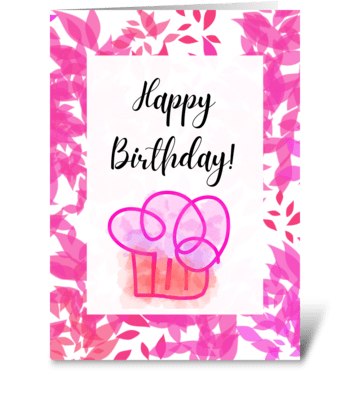 Hot pink cupcake greeting card