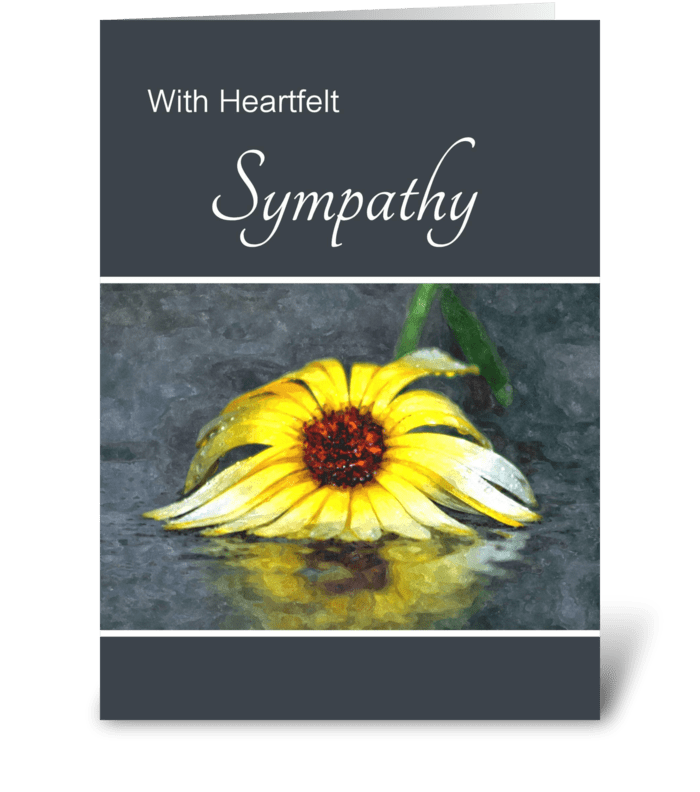Heartfelt Sympathy Yellow Flower In Rain greeting card