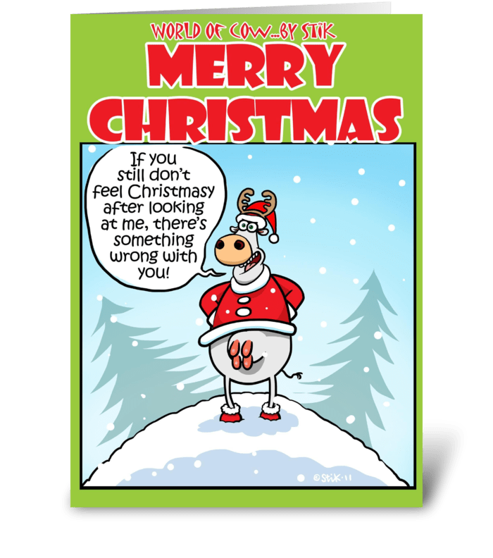 Christmasy Cow greeting card