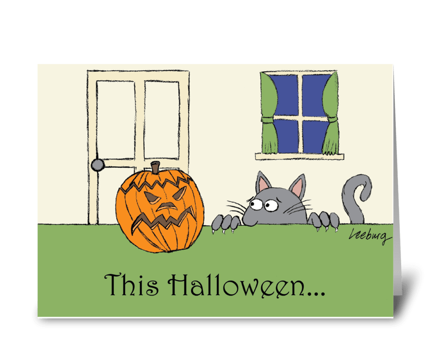 Scaredy Cat Halloween greeting card