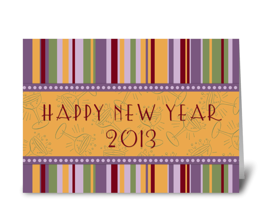 Colorful Stripes Happy New Year 2013 greeting card