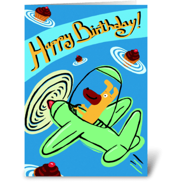 Green Airplane Birthday greeting card