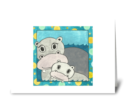 Holly's Hippos greeting card