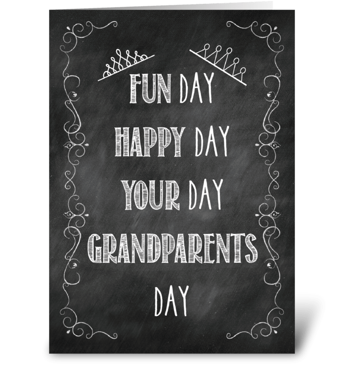 Grandparents Day Chalkboard, Crown greeting card