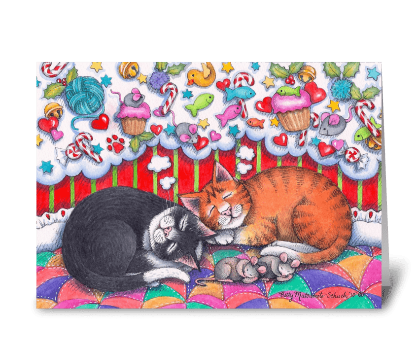 Cats Dreaming Holiday #98 greeting card