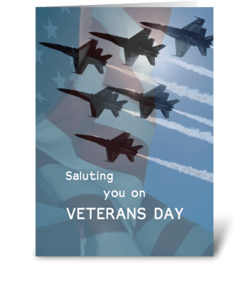 Veterans Day Blue Angels Jets Military greeting card