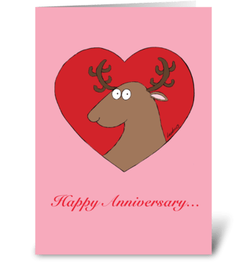 Reindeer Heart Anniversary greeting card