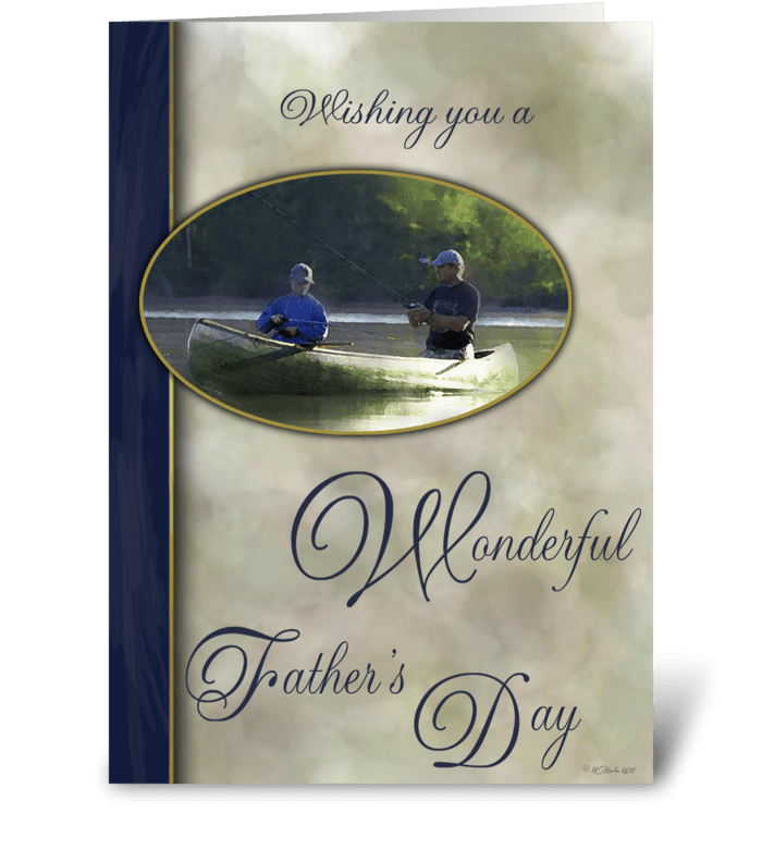 Father's Day Fishing with Son greeting card