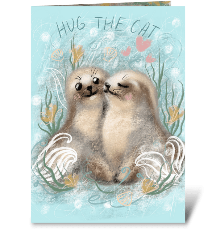 Cute little seals greeting card