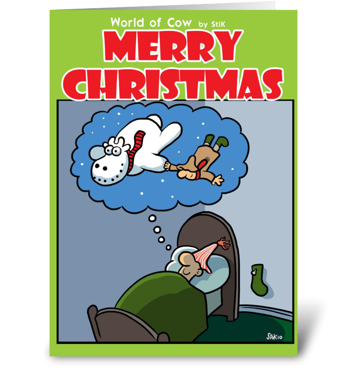 The Snowcow Christmas card greeting card