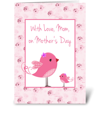 Pink Birds Mothers Day Card greeting card