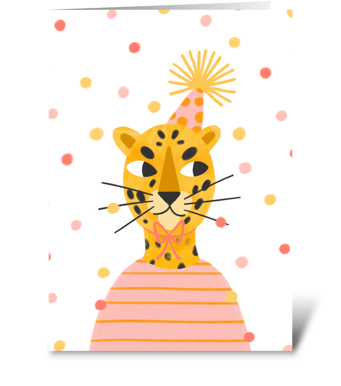 Greeting card with funny leopard. greeting card