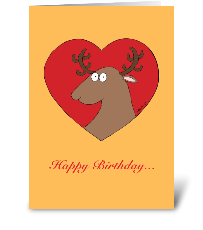 Reindeer Heart Birthday greeting card
