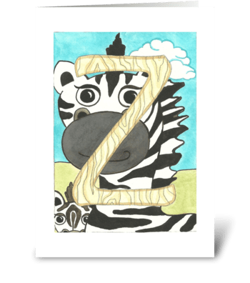 Z for Zebra greeting card