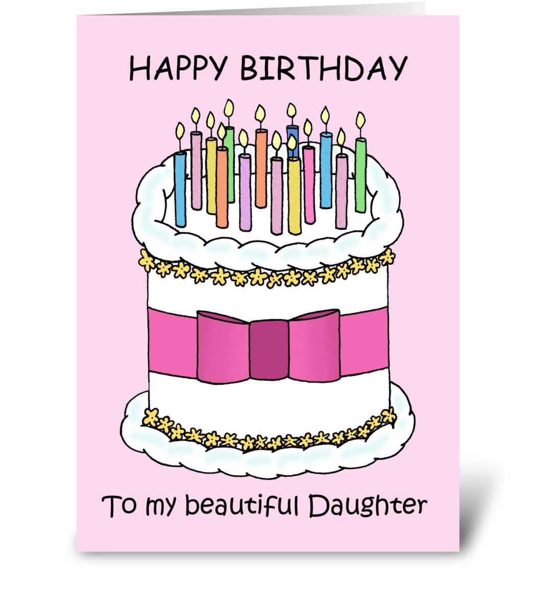 Happy Birthday Daughter Cute Cake Send This Greeting Card