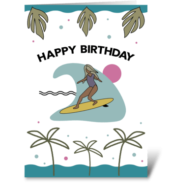 Surfer Girl's Birthday greeting card