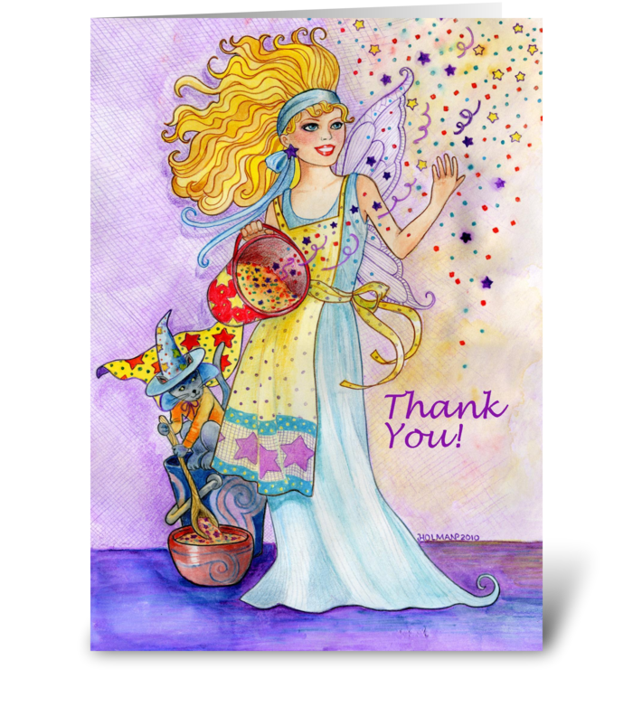 Glitter Fairy Thank You greeting card