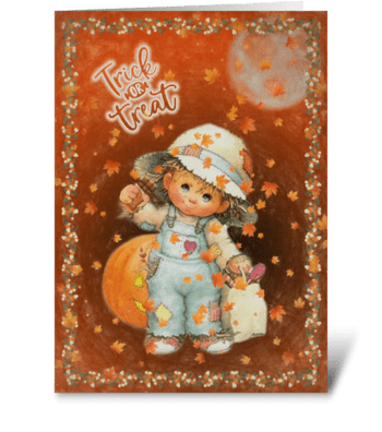 Little Trick-or-Treater 3 greeting card