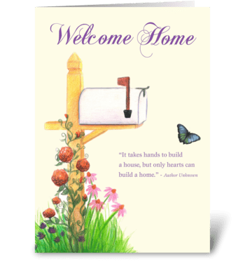 New Home with Mailbox & flowers greeting card