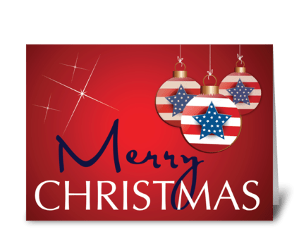 Stars and Stripes Patriotic Christmas greeting card