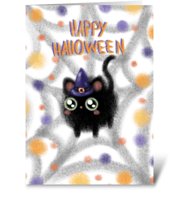 Halloween kitty greeting card