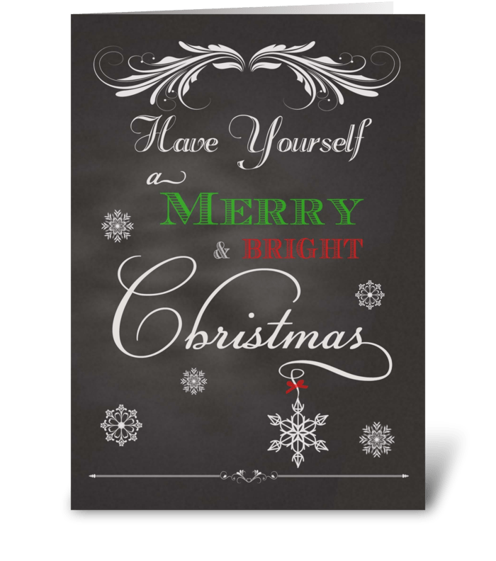 Chalkboard Merry & Bright Christmas greeting card