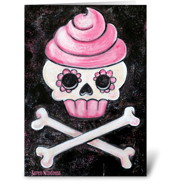 Rockin' Sweet Skull Cupcake greeting card