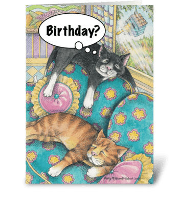 Sofa Napping Cats #5 greeting card