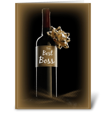 Boss's Day Wine Bottle With Bow greeting card