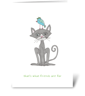 cat & bird greeting card