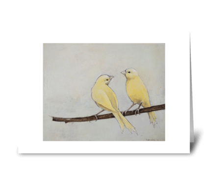 two canaries greeting card