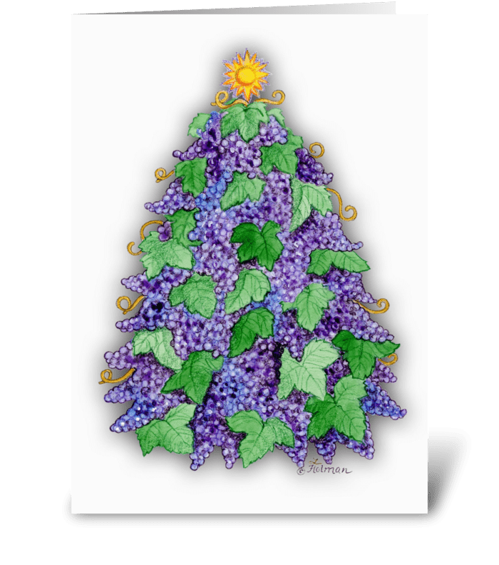 Wine Grape Christmas Tree greeting card