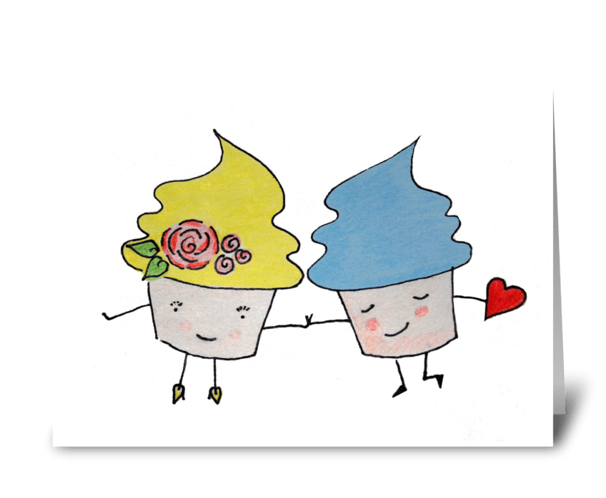 Blushing Cupcake Valentine greeting card