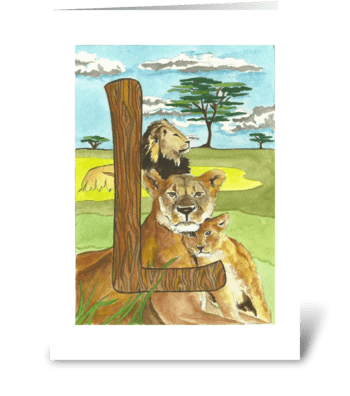 L for Lion greeting card