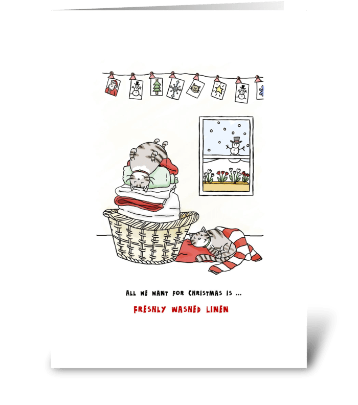Merry Christmas - Cats Want Clean Linen greeting card