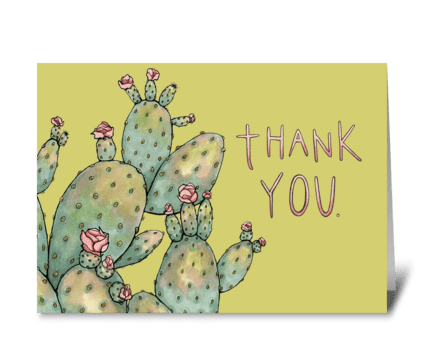 A Prickly Thank You (Green) greeting card