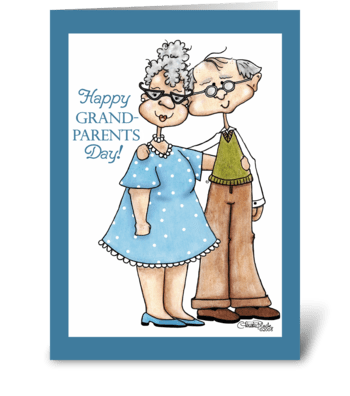 Grandparents Day-Cute Elderly Couple greeting card