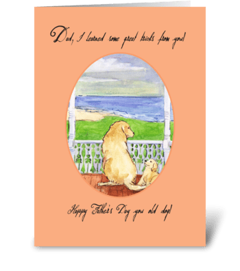 Dad Dog and Pup Son greeting card