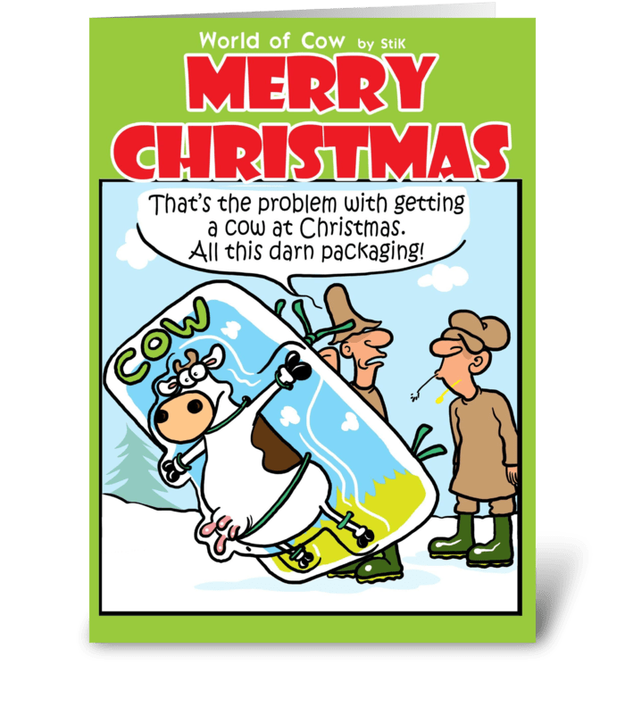 Cow Christmas Present greeting card
