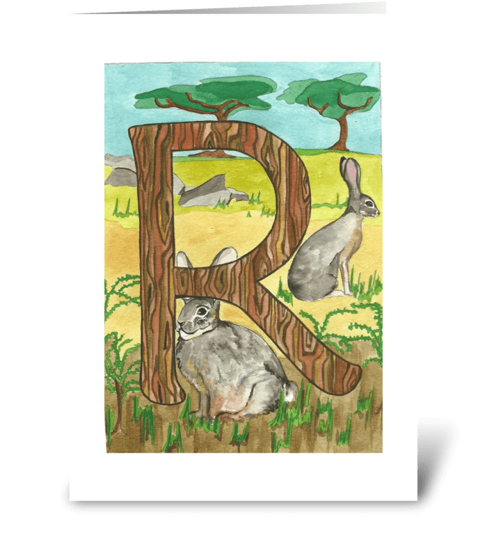 R for Rabbit greeting card