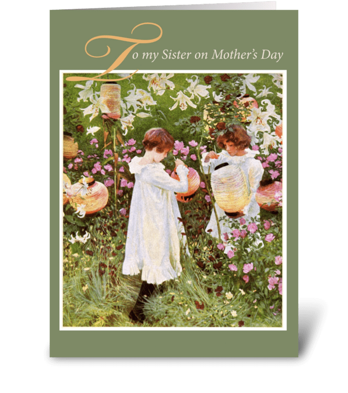 To Sister on Mother's Day, Vintage Girls greeting card