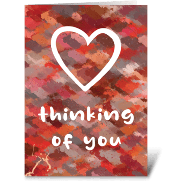 Thinking of You - Red Abstract Paint greeting card
