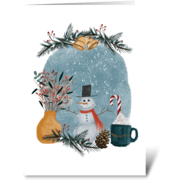 Snowman Holiday Greetings greeting card