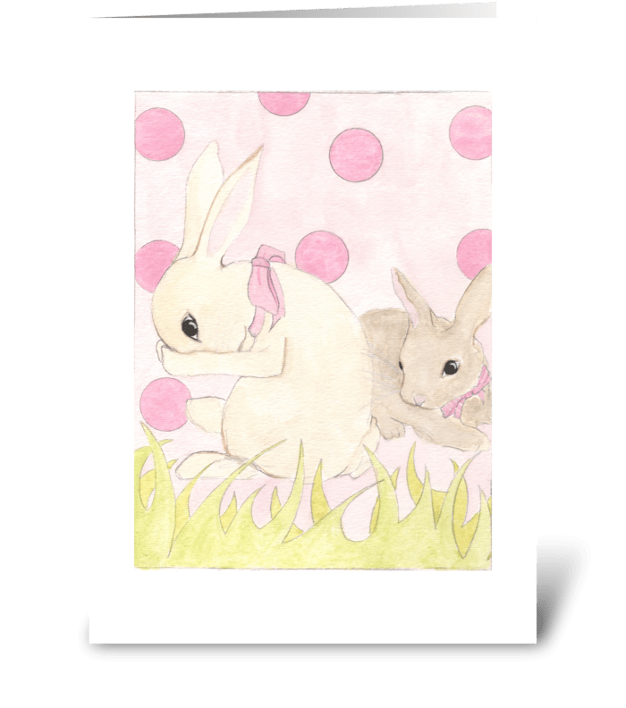 Polka Dot Bunnies greeting card